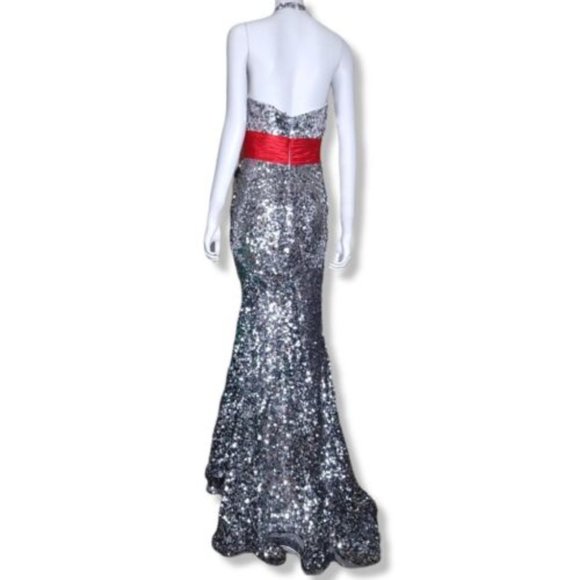 Blush prom by alexia silver sequin rose prom dress mermaid ball gown size 6 - Picture 2 of 4